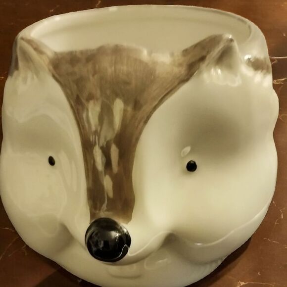 MUG/PLANTER HEDGEHOG/BADGER MUG/PLANTER by PIER 1w Brown & White DARLING NEW! - Picture 4 of 10